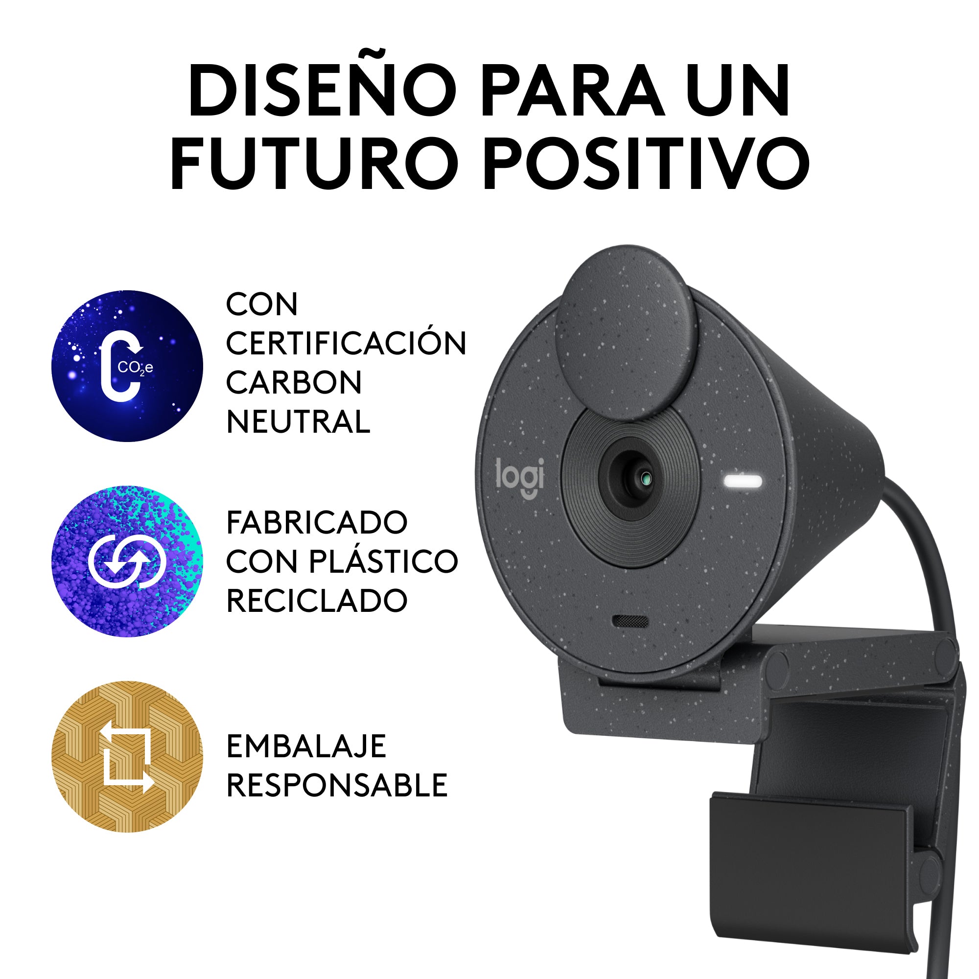 Webcam logitech brio 300 grafito full hd -  usb tipo c