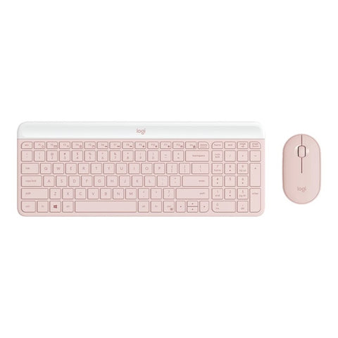 Teclado + mouse logitech mk470 wireless inalambrico rosado