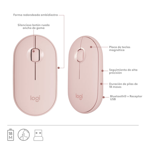 Teclado + mouse logitech mk470 wireless inalambrico rosado