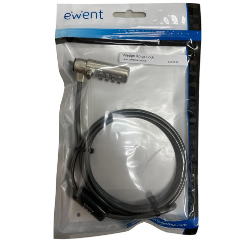 Cable de seguridad con candado ewent ew1243 para portatil con combinacion de numeros