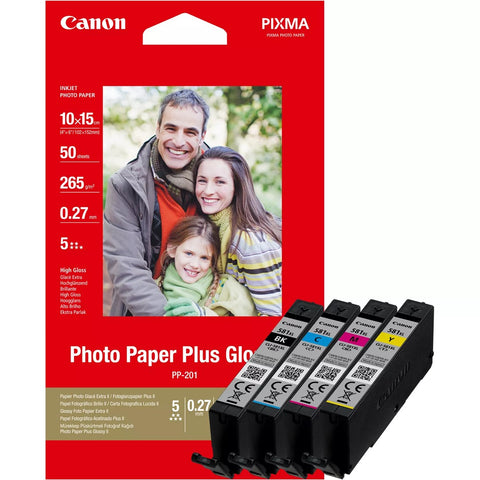 Multipack tinta canon cli - 581xl bk - c - m - y + papel fotografico