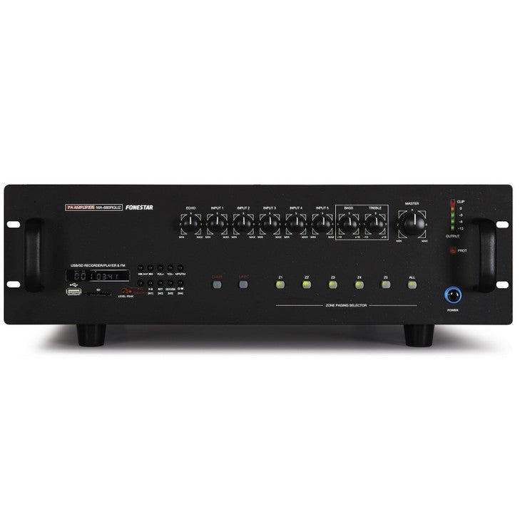 Amplificador megafonia multizona fonestar ma - 680rguz reproductor usb - sd - fm - 680w rms