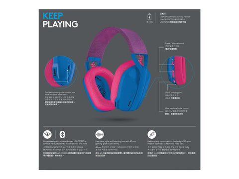 Auriculares con microfono logitech g435 gaming wireless inalambrico azul