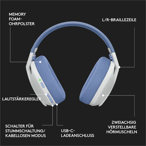 Auriculares con microfono logitech g435 gaming wireless inalambrico blanco