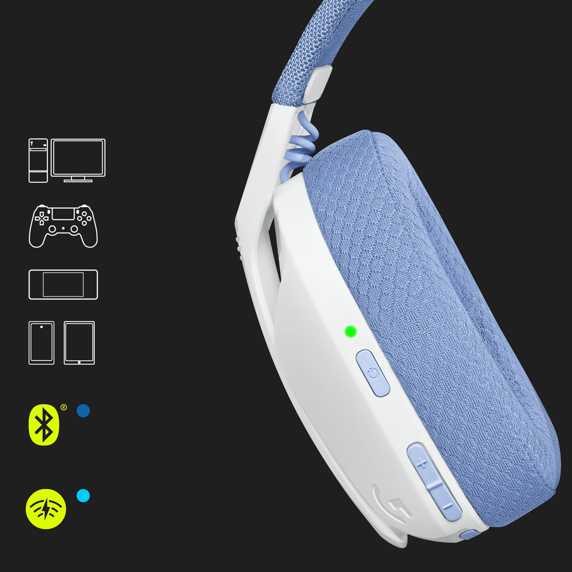 Auriculares con microfono logitech g435 gaming wireless inalambrico blanco