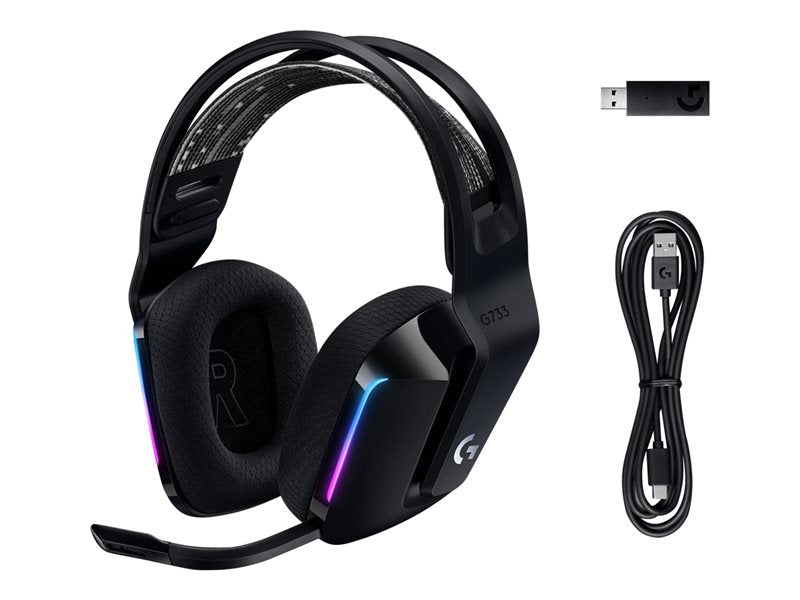 Auricular con microfono logitech g g733 gaming wireless inalambrico negro