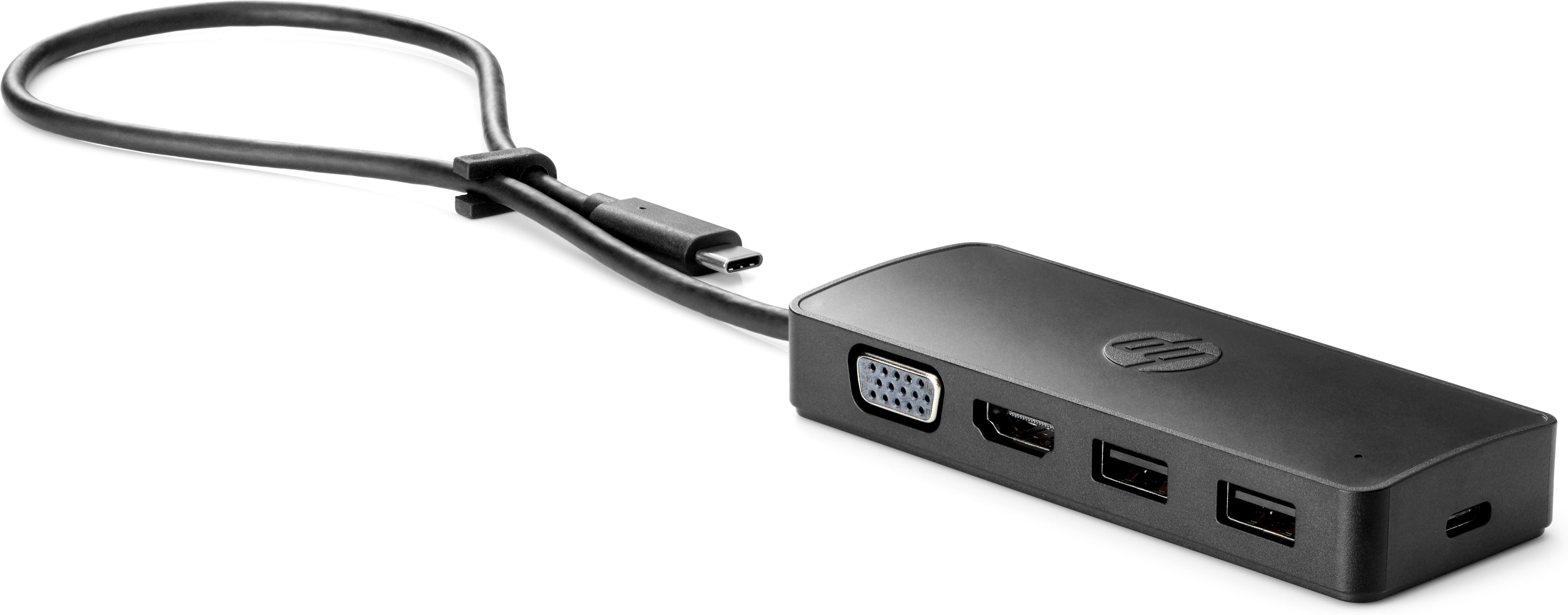 Hub travel g2 hp usb3.0 tipo - c hp usb - c -  2 usb -  1 hdmi -  1 vga -  negro