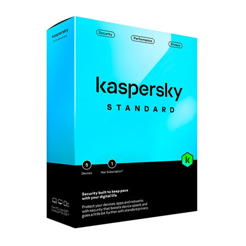 Antivirus kaspersky standard 5 dispositivos 1 año en caja