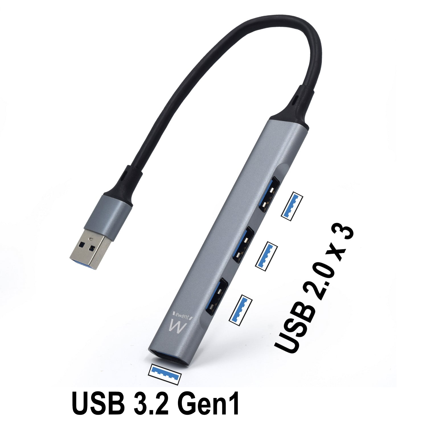 Hub slim ewent 4 puertos usb + entrada y salida - usb tipo a