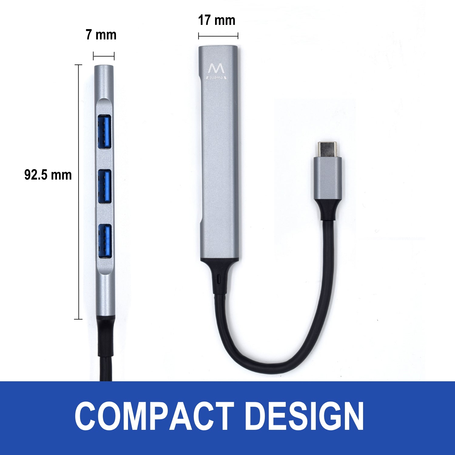 Hub usb ewent 4 puertos - 1 x usb 3.2 - 3 x usb 2.0 - usb tipo c