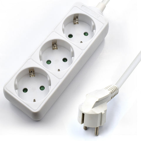 Regleta ewent 3 tomas shucko y 1.5 metros de cable blanco