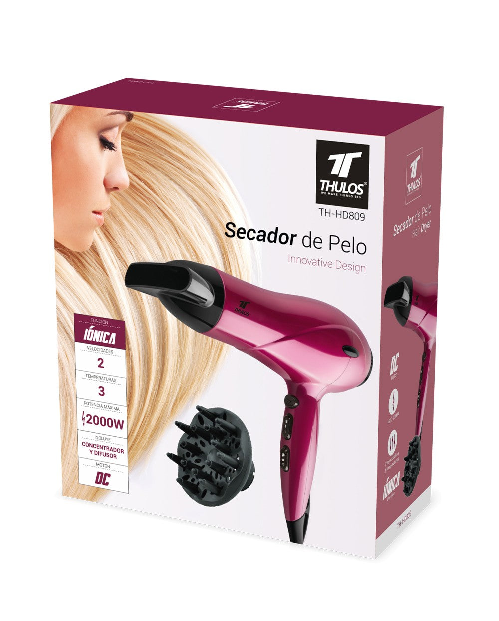 Secador de pelo thulos th - hd809 1600w - 2000w