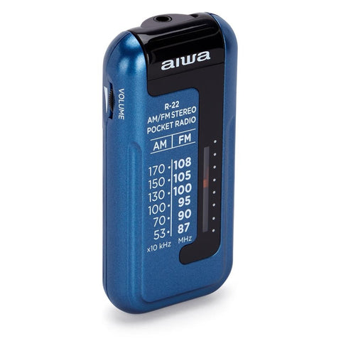 Radio de bolsillo aiwa mini pocket radio am - fm r - 22 azul