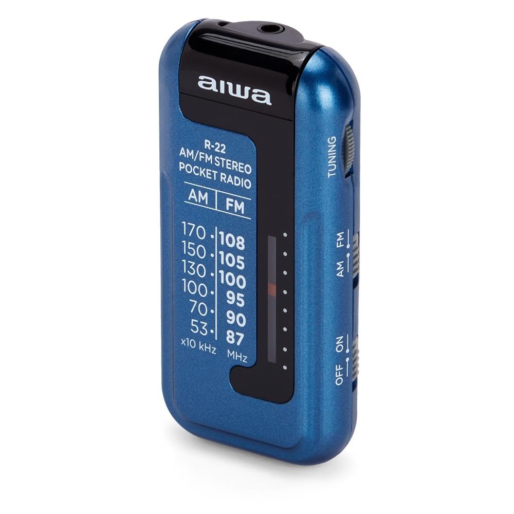 Radio de bolsillo aiwa mini pocket radio am - fm r - 22 azul