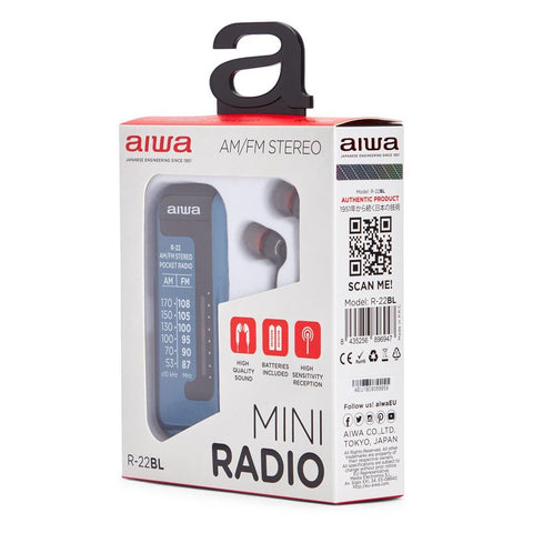 Radio de bolsillo aiwa mini pocket radio am - fm r - 22 azul