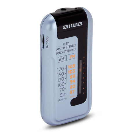 Radio de bolsillo aiwa mini pocket radio am - fm r - 22 plata