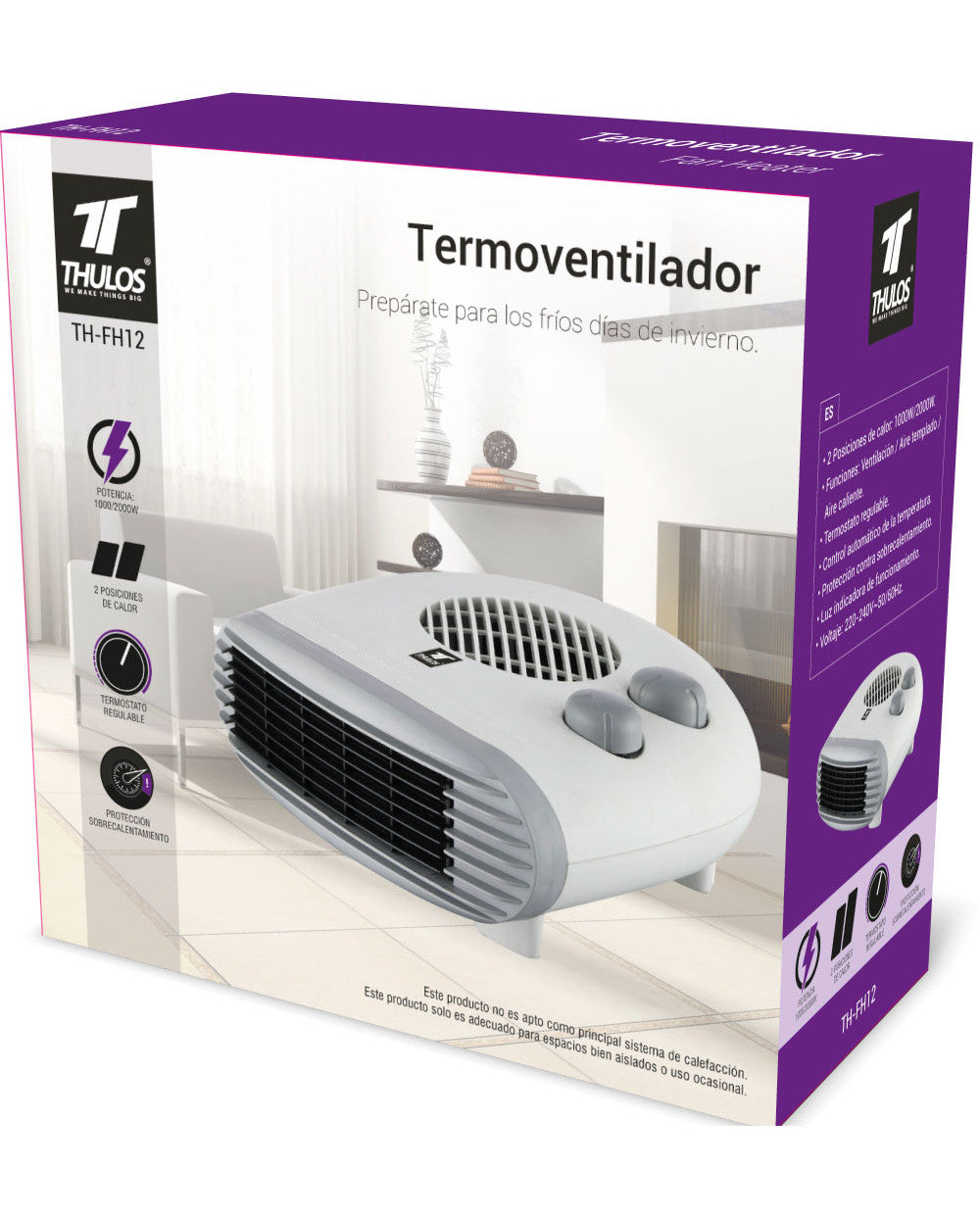 Termoventilador electrico thulos th - fh12 1000w - 2000w