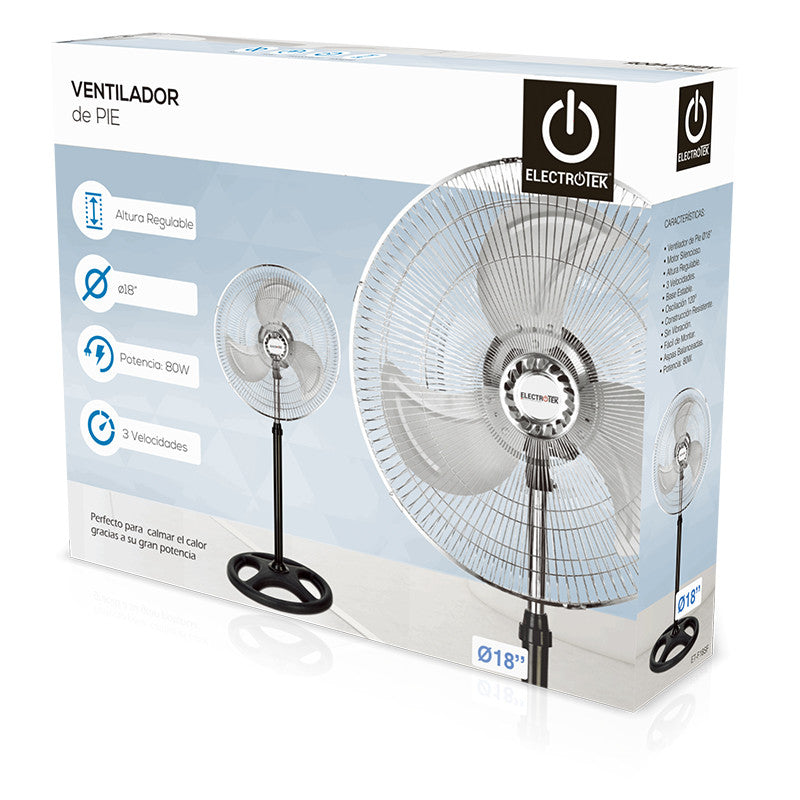 Ventilador de pie thulos et - f18sf 45 cm - altura regulable - 80w