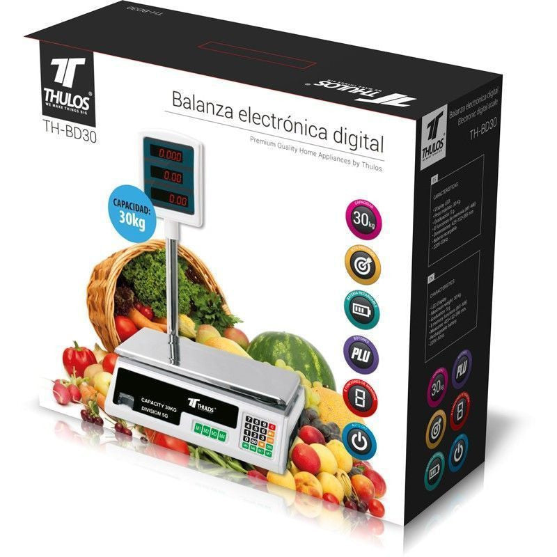 Bascula de cocina digital thulos th - bd30 carga maxima 30kg bateria recargable