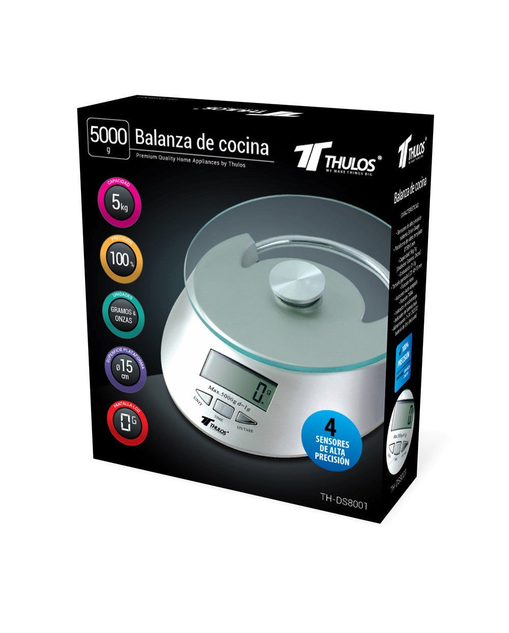 Bascula de cocina digital thulos th - ds8001 carga maxima 5kg