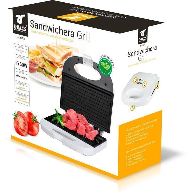 Sandwichera thulos th - sw8 blanco 750w grill