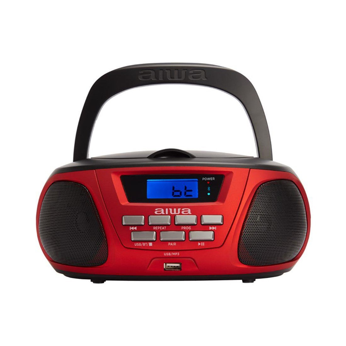 Radio cd - cassette portatil aiwa bbtu - 300bl 5w rms usb bluetooth rojo