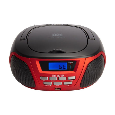 Radio cd - cassette portatil aiwa bbtu - 300bl 5w rms usb bluetooth rojo