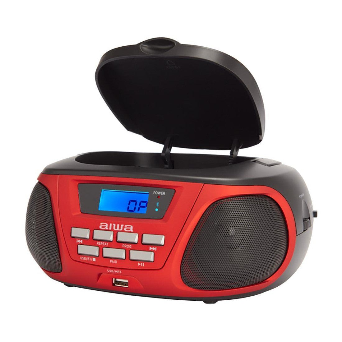 Radio cd - cassette portatil aiwa bbtu - 300bl 5w rms usb bluetooth rojo