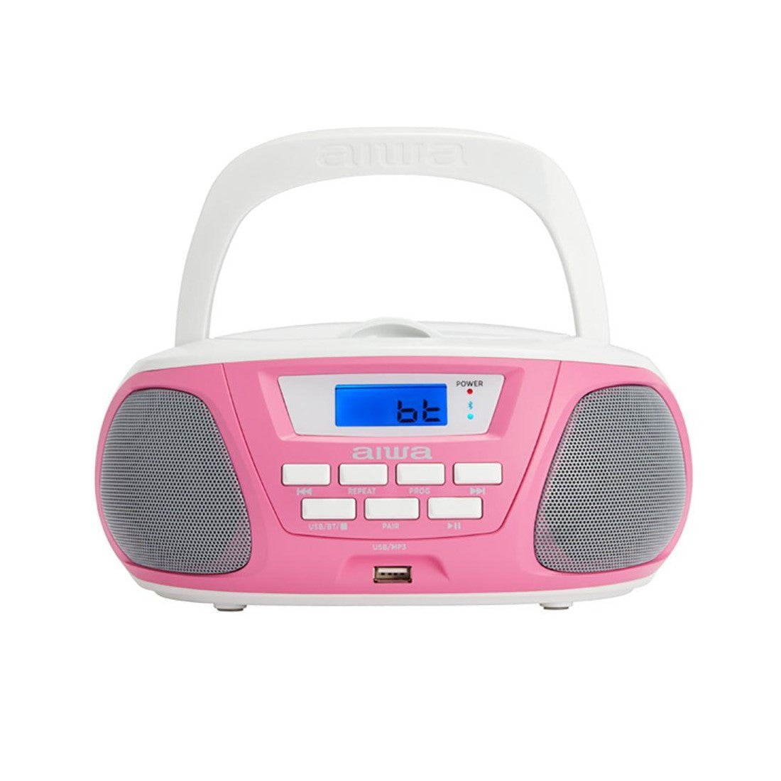 Radio cd - cassette portatil aiwa bbtu - 300bl 5w rms usb bluetooth rosa