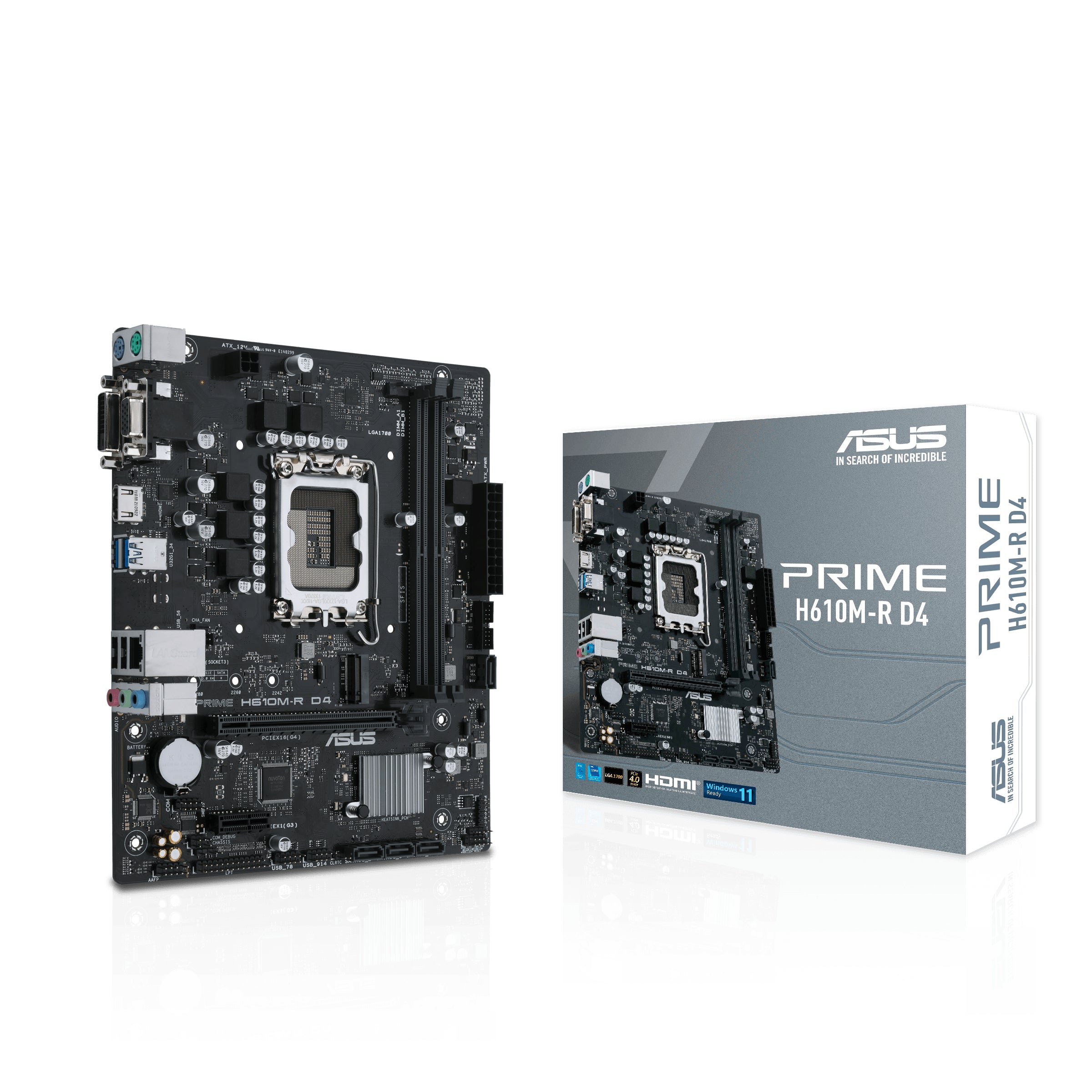 Placa base asus intel prime h610m - r d4 m - atx -  2x ddr4 -  4x sata3 -  2x usb 3.2 -  2x usb 2.0 90mb1b40 - m0ecy0