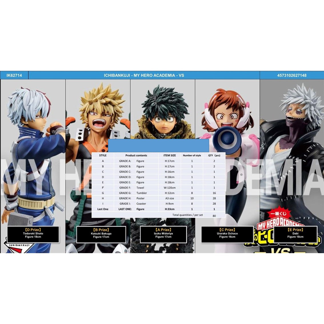 Ichiban kuji my hero academia -  vs -  lote 80 articulos