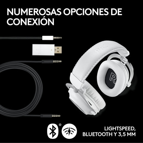 Auriculares gaming logitech g pro x 2 inalámbricos con lightspeed blancos