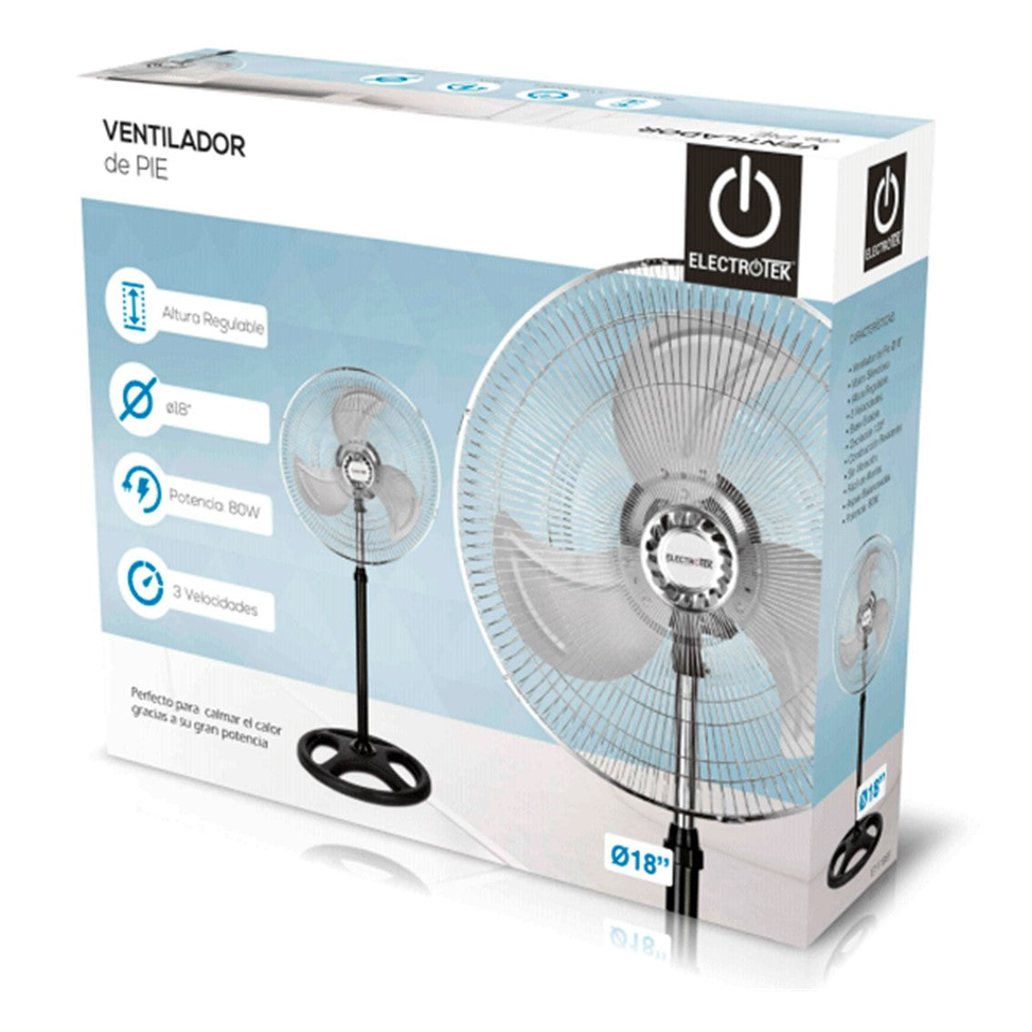 Ventilador de pie thulos et - f18sf -  pack 2 45 cm - altura regulable - 80w