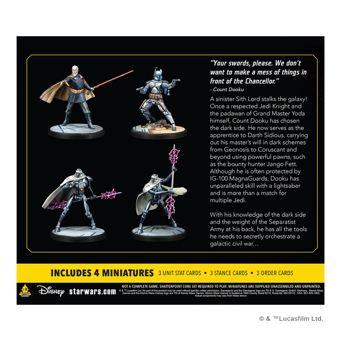 Juego de mesa star wars shatterpoint twice the pride count dooku squad pack