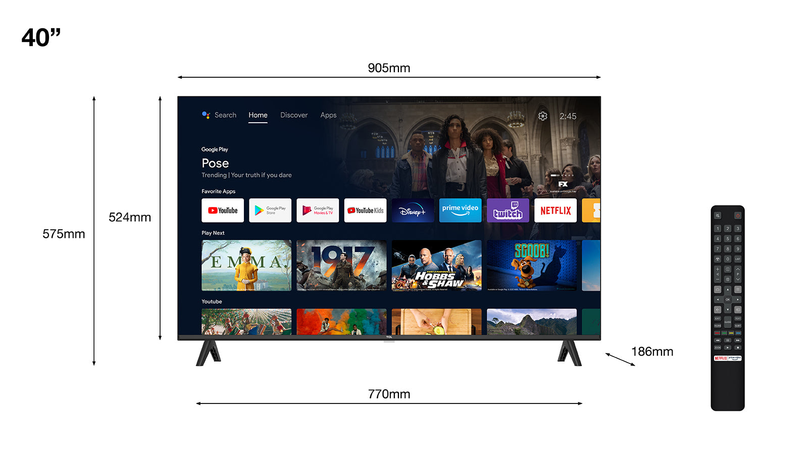 Tv tcl 40pulgadas led fhd -  40s5400a -  android tv