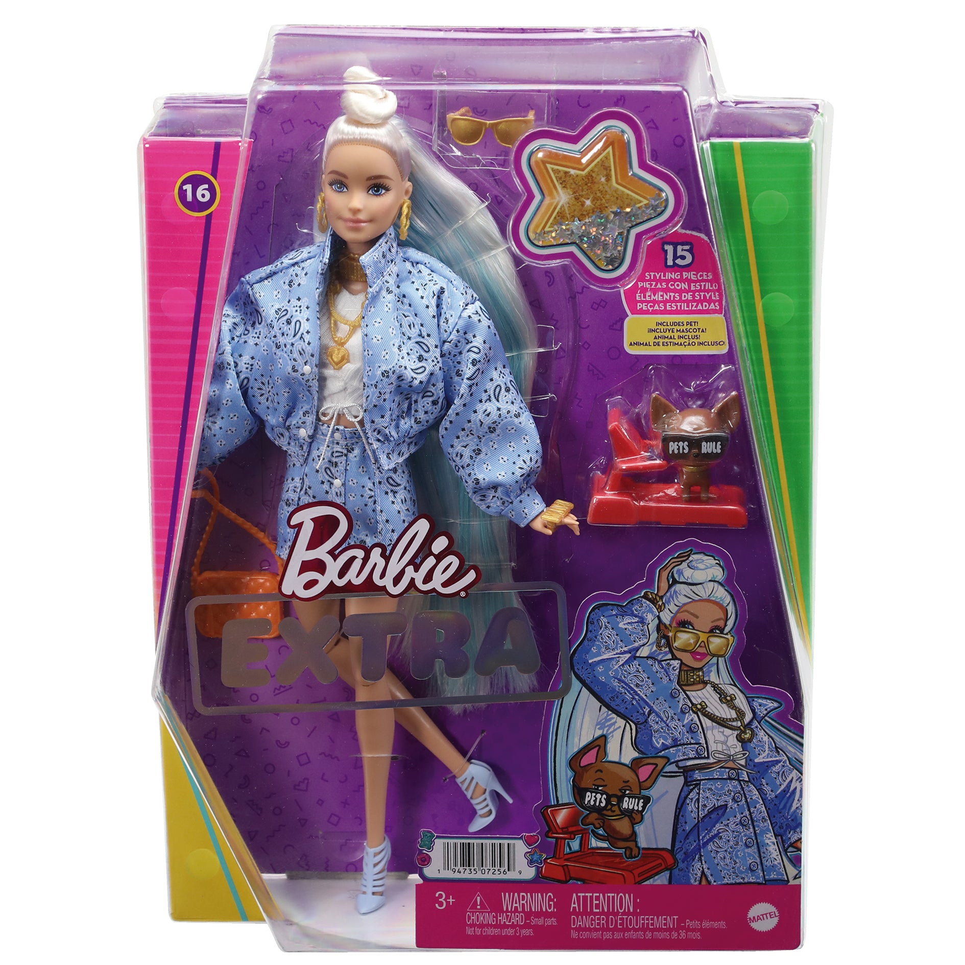 Muñeca barbie extra mattel conjunto estampado bandana