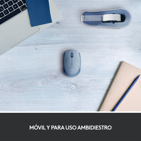 Mouse raton logitech m171 optico wireless inalambrico gris azulado