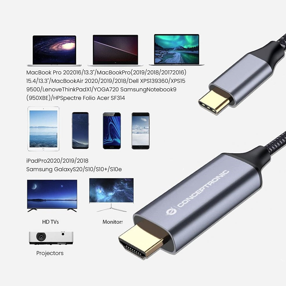 Adaptador usb tipo c a hdmi 4k conceptronic 2m -  macho - macho