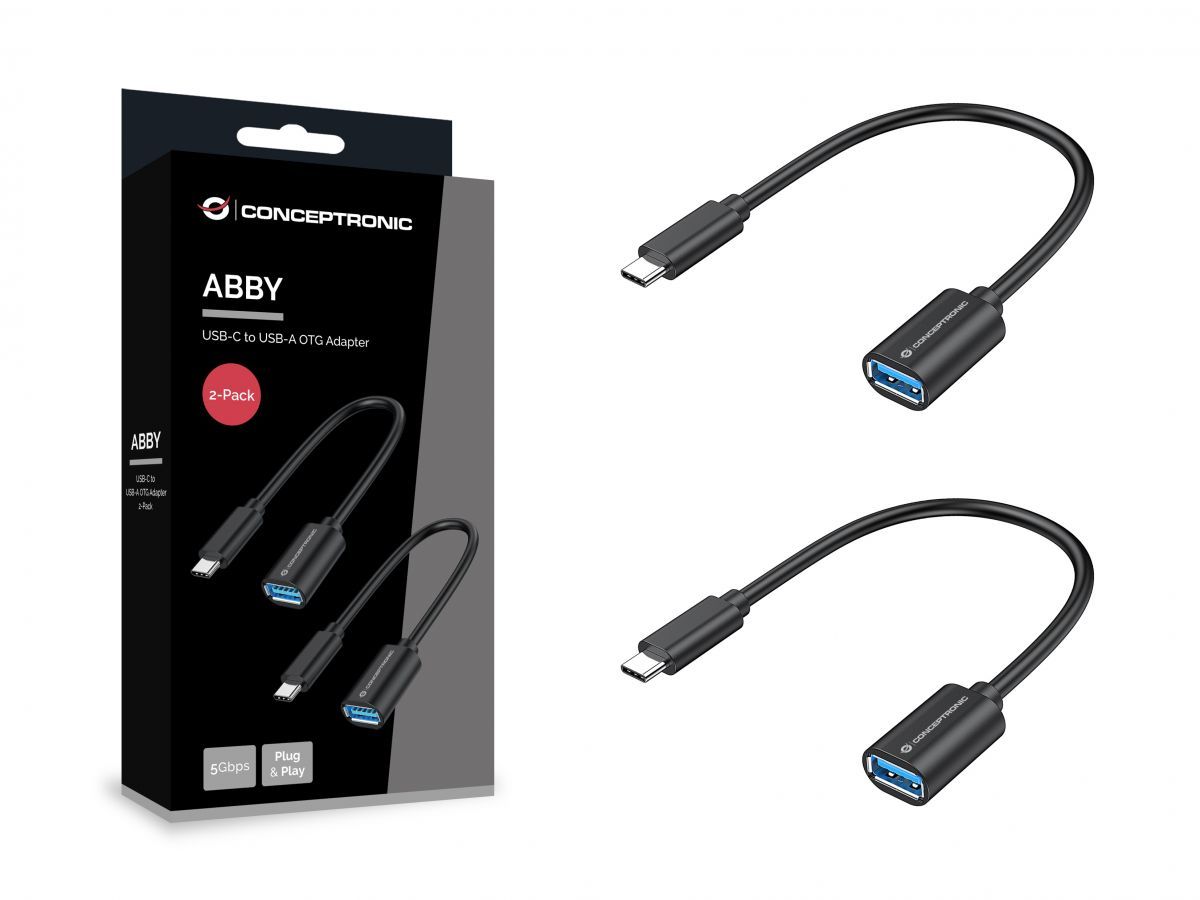 Adaptador usb tipo c a usb tipo a conceptronic 20cm -  macho - hembra -  pack 2 unidades