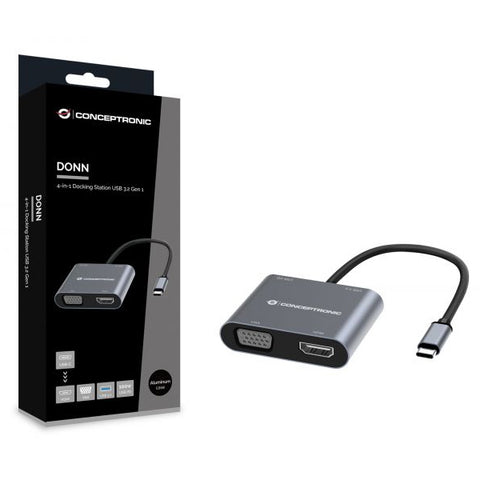 Hub usb tipo c conceptronic donn16g 1 x hdmi - 1 x vga - 1 x usb tipo c - 1 x usb 3.0