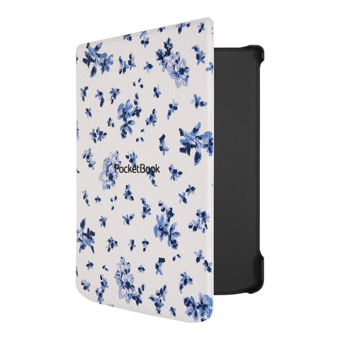 Pocketbook funda shell series verse + verse pro - patron flores blanco azul