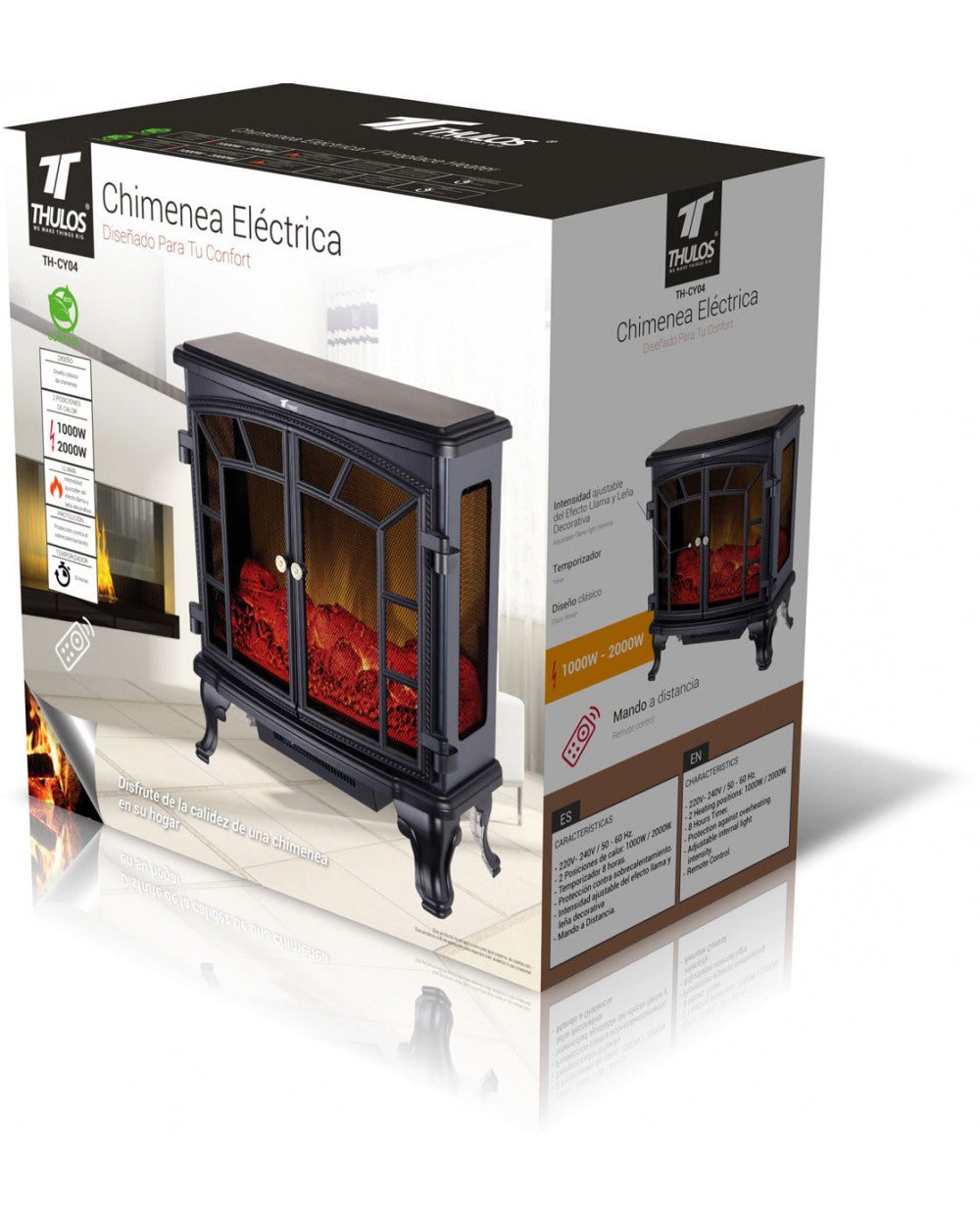 Chimenea electrica thulos th - cy04 1000w - 2000w