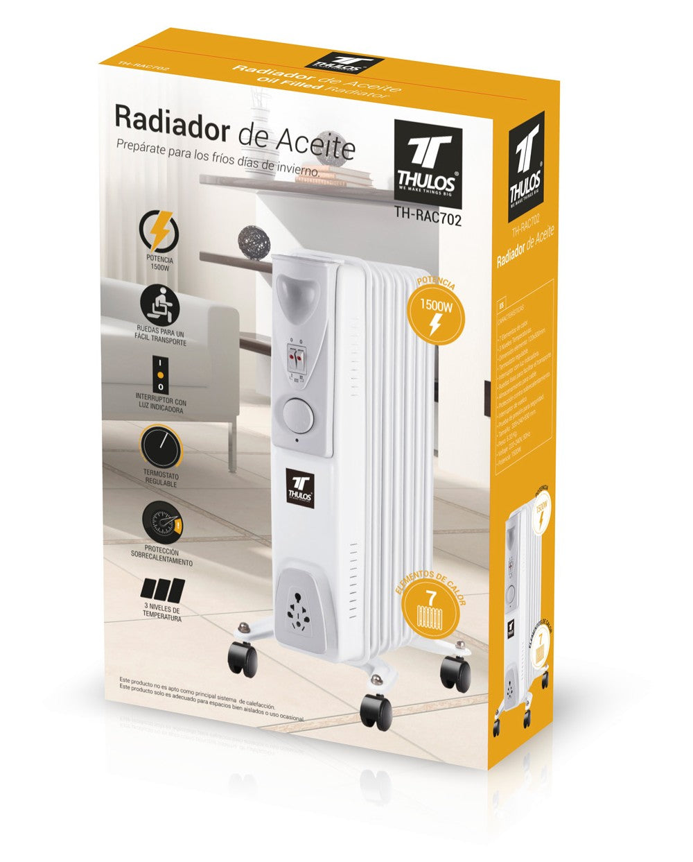 Radiador de aceite thulos th - rac702 1500w