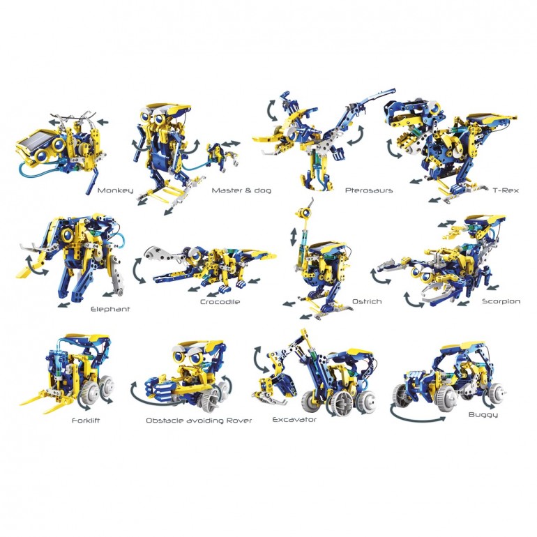 Kit 12 en 1 deqube robot construcciones solar hidraulica pegi 8