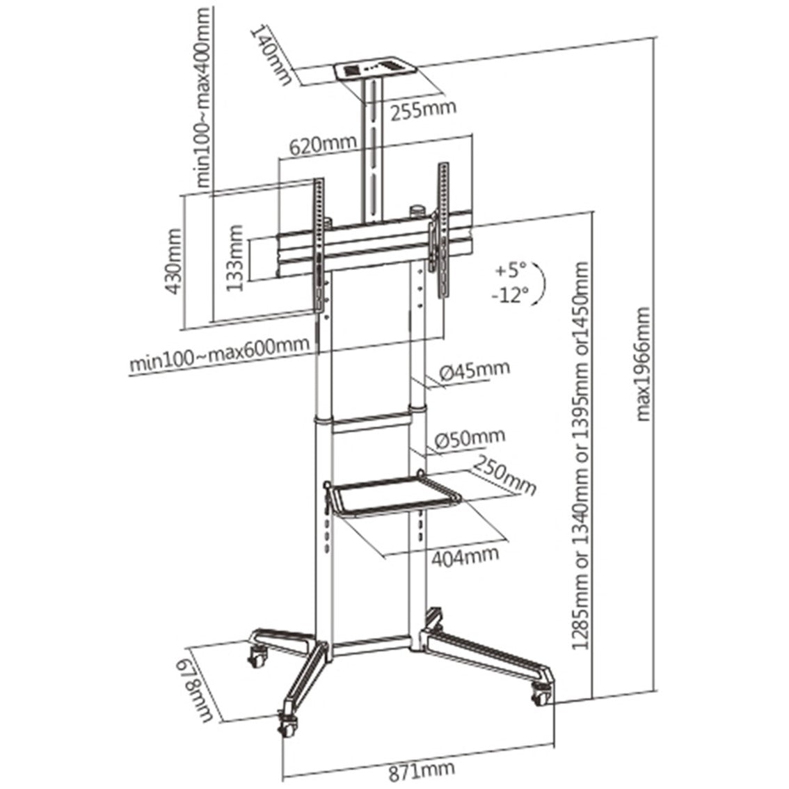 Soporte de suelo ewent ew1539 hasta 70pulgadas max 50kg