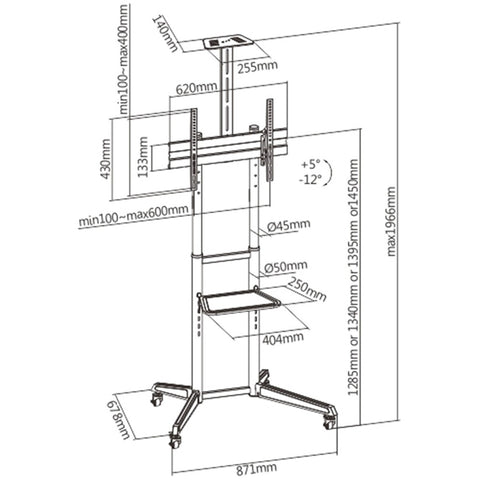 Soporte de suelo ewent ew1539 hasta 70pulgadas max 50kg