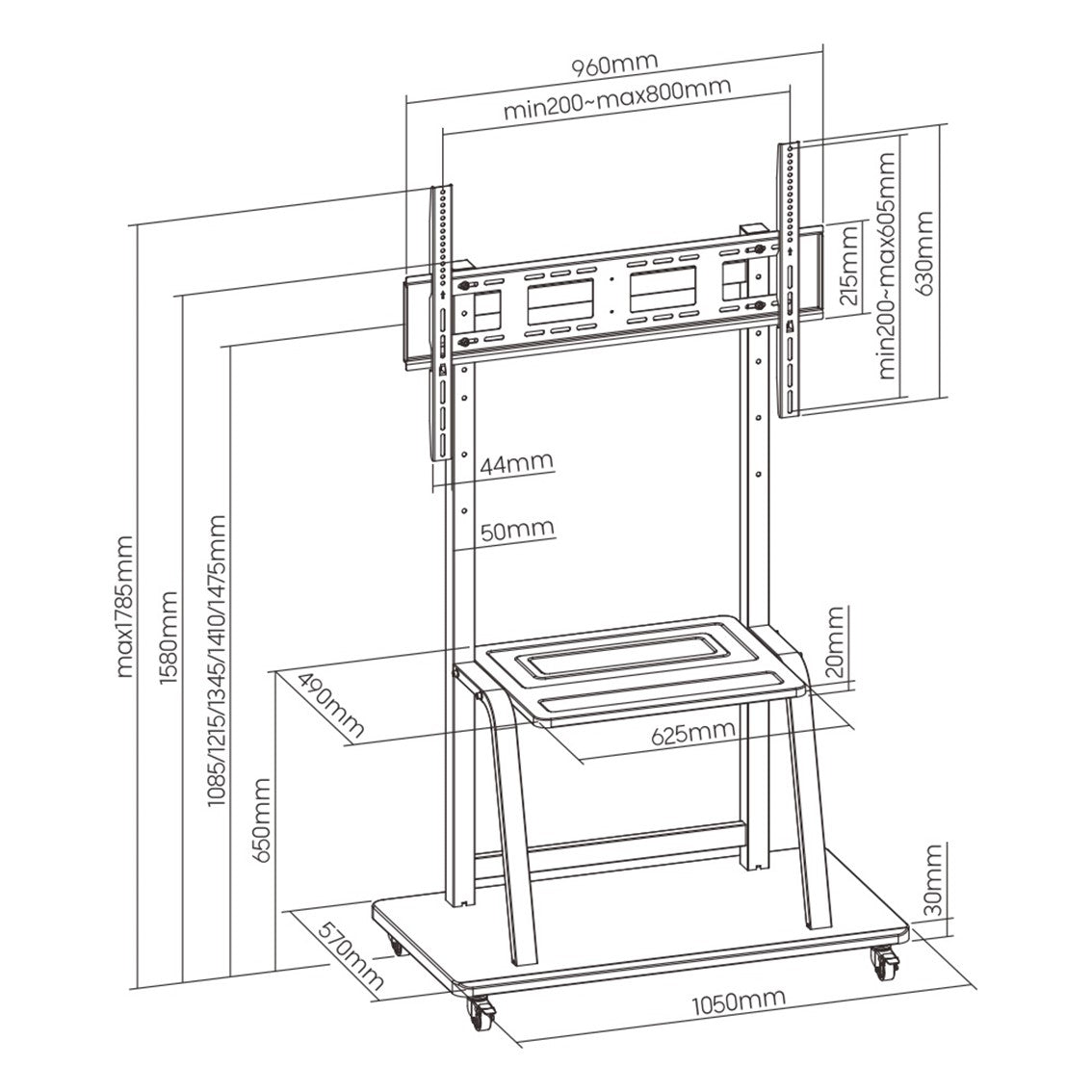 Soporte de suelo ewent ew1544 para tv hasta 100pulgadas carga maxima 150kg