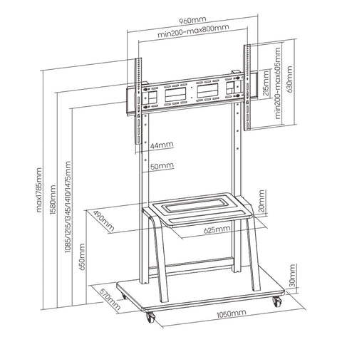 Soporte de suelo ewent ew1544 para tv hasta 100pulgadas carga maxima 150kg