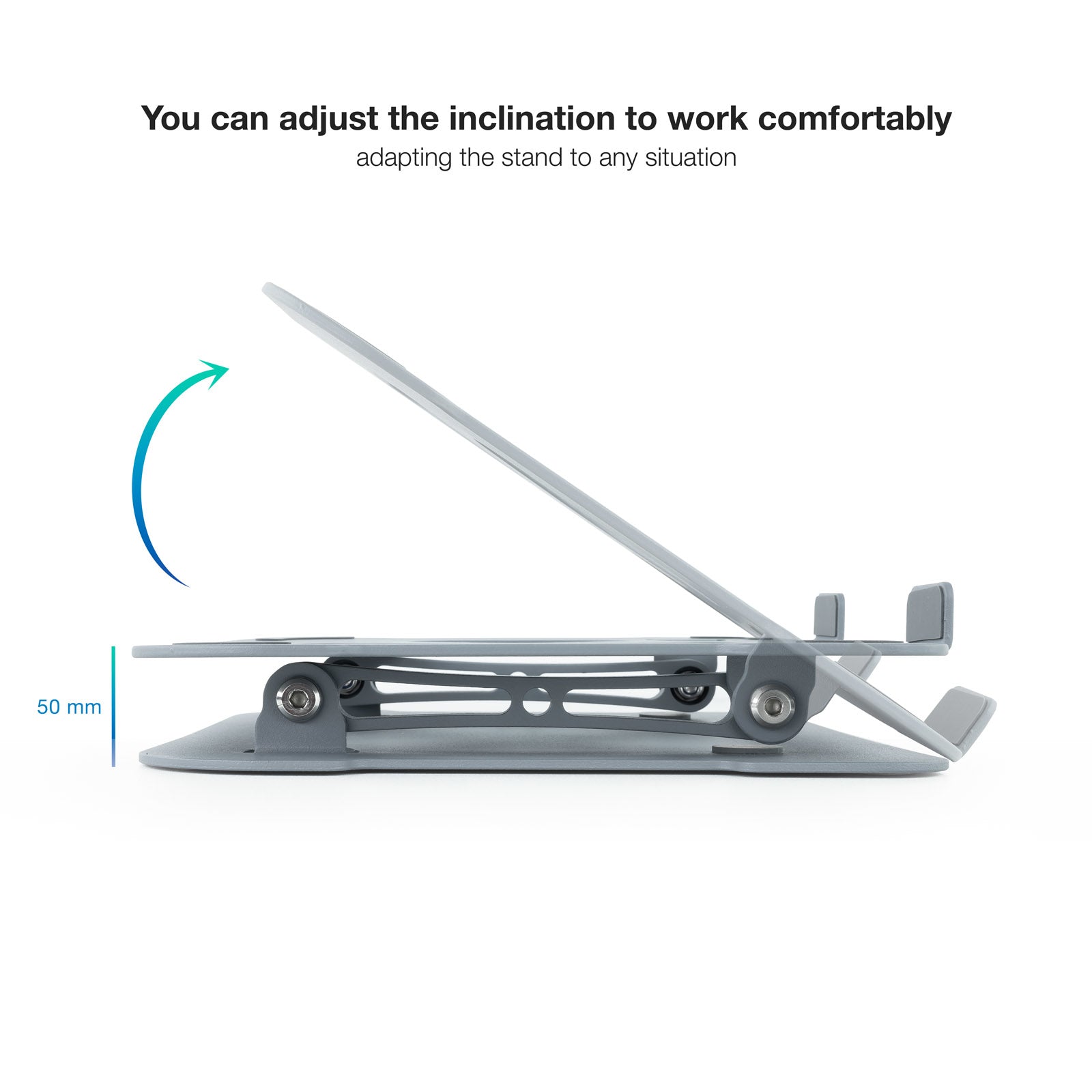 Soporte - base elevador tooq para portatil tablets libros aluminio ajustable ergonómico gris