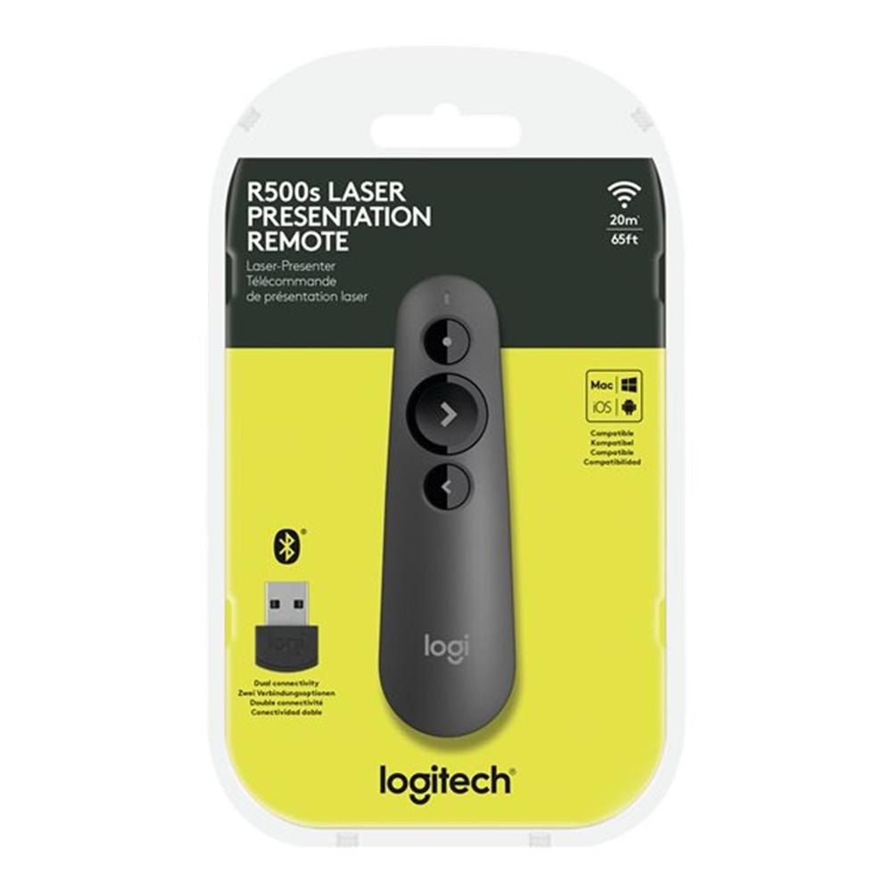 Mando wireless inalambrico logitech r500s para presentaciones -  bluetooth -  grafito